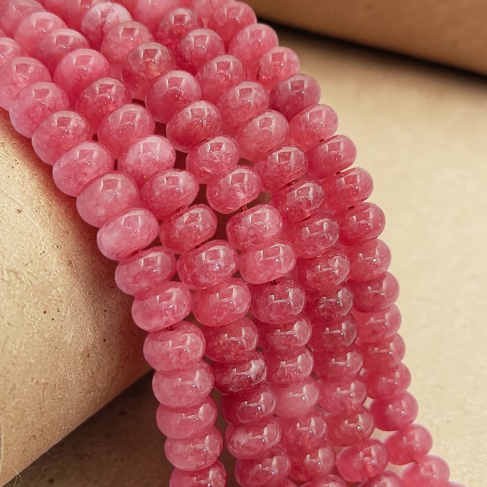 Strawberry Quartz Gemstone Beads 8mm Rondelle Strand DIY Jewelry & Craft Essentials