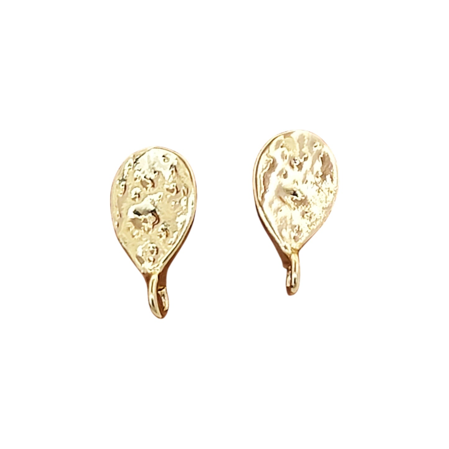 18K Gold Plated Textured Stud Connector Charms for DIY Earrings Handmade Dangle Earring Findings- Selling Per Pair (14x7mm)