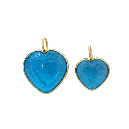 Handmade Swiss Blue Topaz Heart Pendant Gold Plated Silver Dainty Gemstone Jewelry- Selling Per Piece