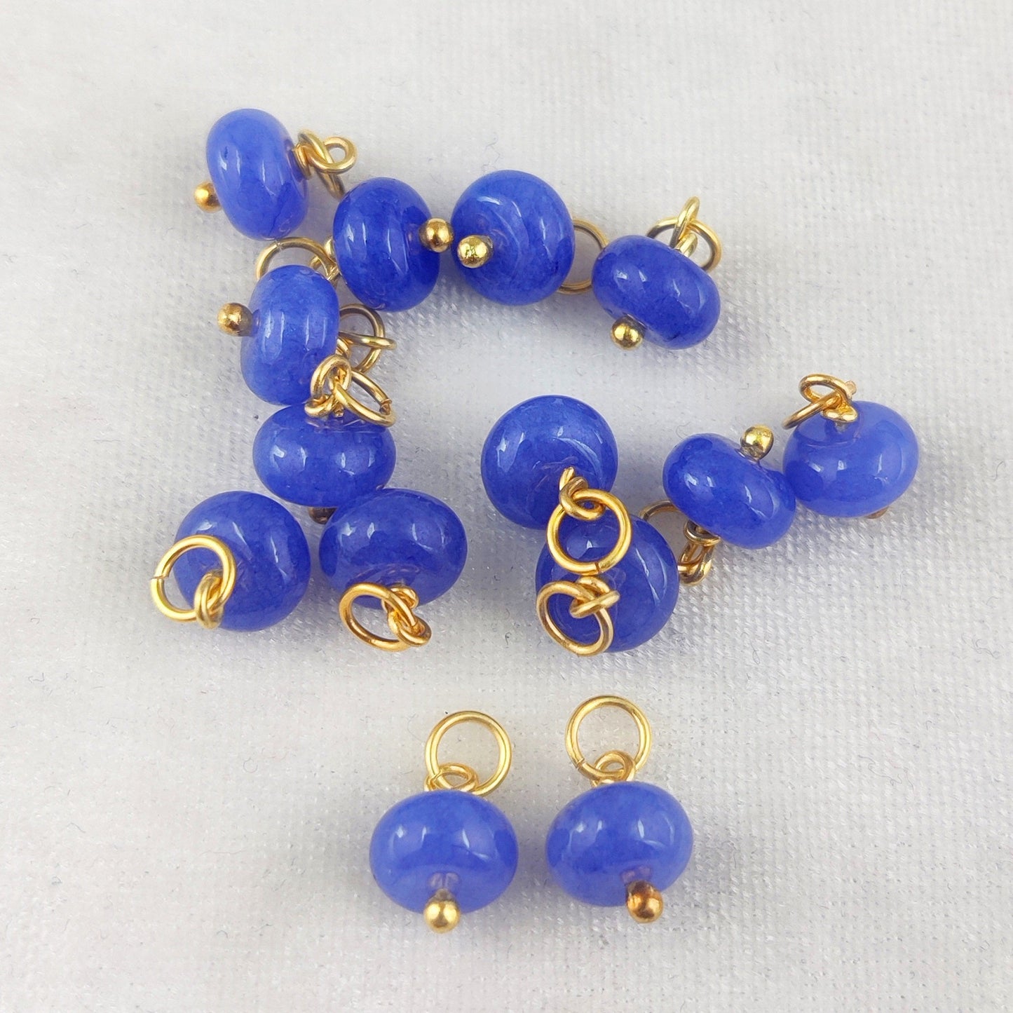 Gold Plated Silver 8mm Roundel Gemstone Bead Charms For Jewelry Making- Selling Per Piece