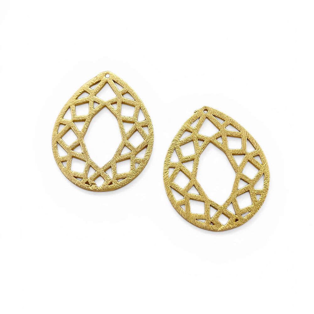 Teardrop Brass Pendant Charm, 1 Hole Drop for Jewelry Making, Earring Findings & DIY Supplies