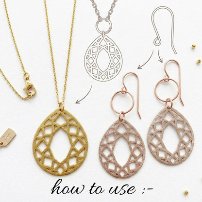 Teardrop Brass Pendant Charm, 1 Hole Drop for Jewelry Making, Earring Findings & DIY Supplies