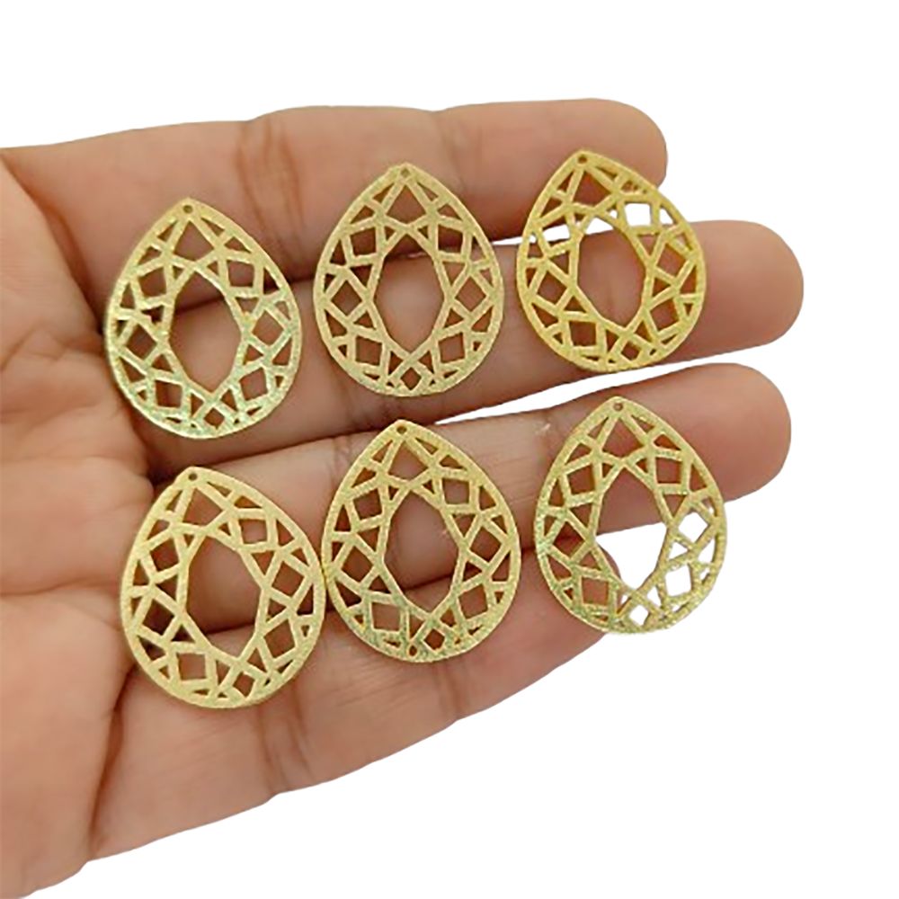 Teardrop Brass Pendant Charm, 1 Hole Drop for Jewelry Making, Earring Findings & DIY Supplies