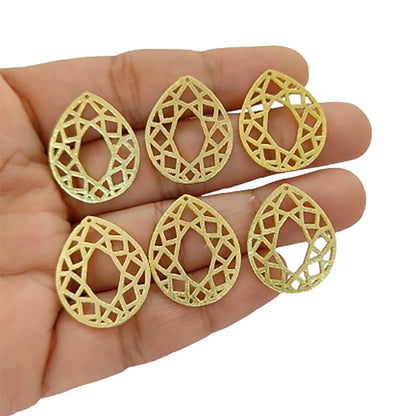Teardrop Brass Pendant Charm, 1 Hole Drop for Jewelry Making, Earring Findings & DIY Supplies
