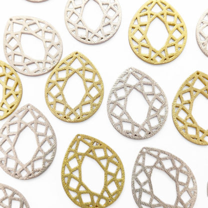 Teardrop Brass Pendant Charm, 1 Hole Drop for Jewelry Making, Earring Findings & DIY Supplies