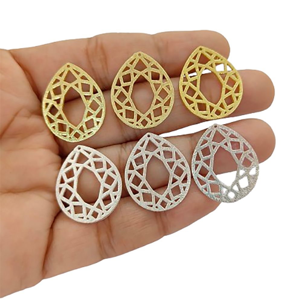 Teardrop Brass Pendant Charm, 1 Hole Drop for Jewelry Making, Earring Findings & DIY Supplies