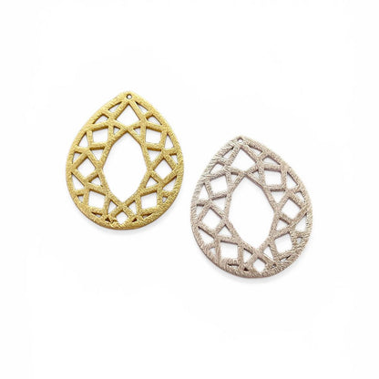 Teardrop Brass Pendant Charm, 1 Hole Drop for Jewelry Making, Earring Findings & DIY Supplies