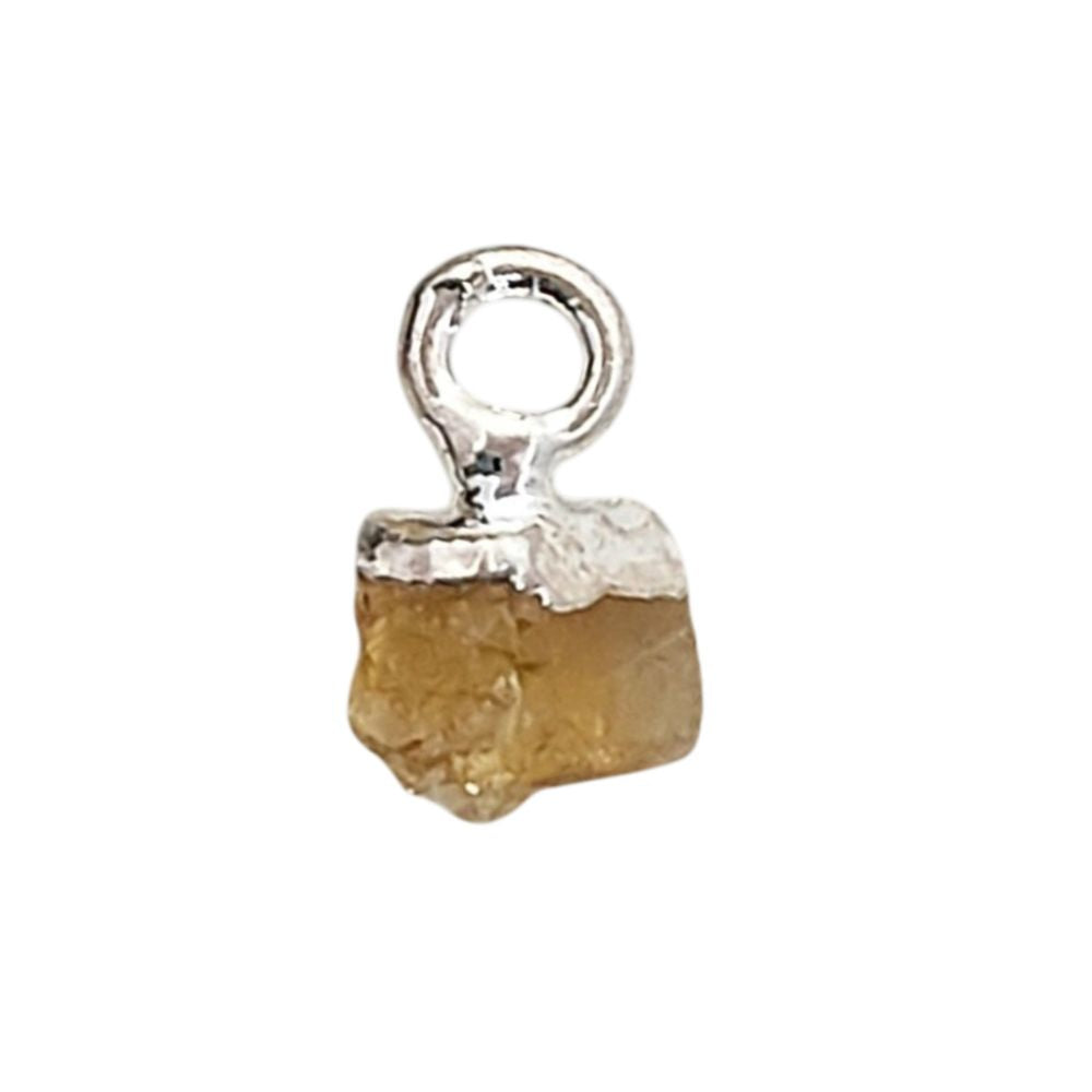 Tiny Natural Citrine Raw Crystal Charms 5–7mm Yellow Gemstone Pendant with Electroplated Cap, Minimalist Jewelry Making Supplies