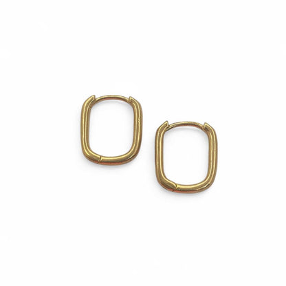 Tiny Rectangle Hoop Earrings Minimalist 14k Gold Plated Waterproof Huggie Hoops- Selling Per Pair