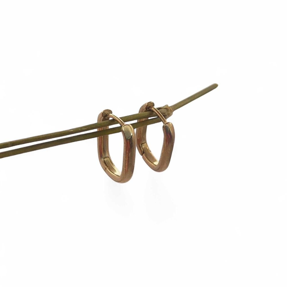 Tiny Rectangle Hoop Earrings Minimalist 14k Gold Plated Waterproof Huggie Hoops- Selling Per Pair