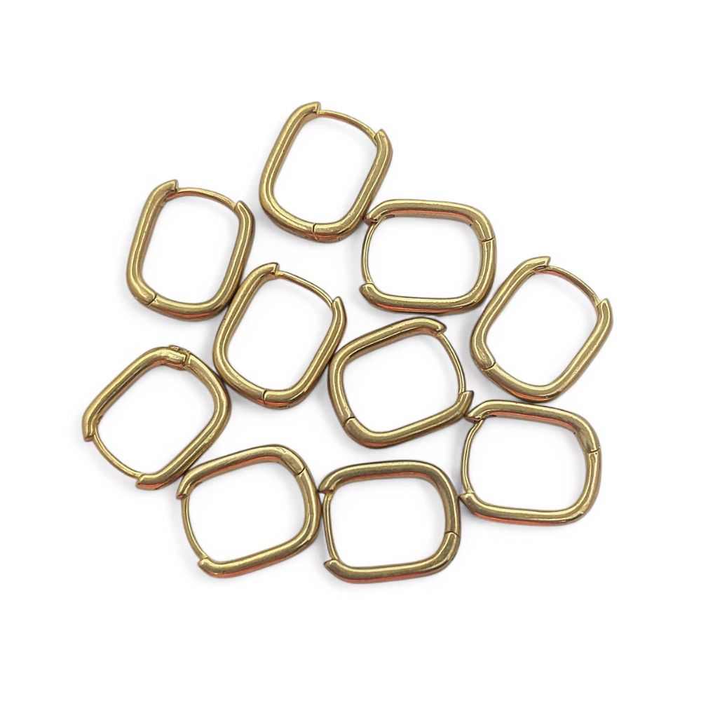 Tiny Rectangle Hoop Earrings Minimalist 14k Gold Plated Waterproof Huggie Hoops- Selling Per Pair