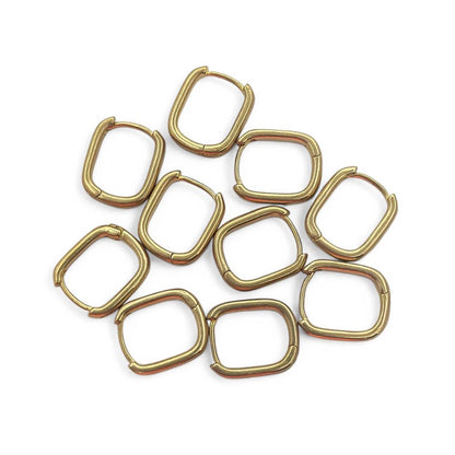 Tiny Rectangle Hoop Earrings Minimalist 14k Gold Plated Waterproof Huggie Hoops- Selling Per Pair