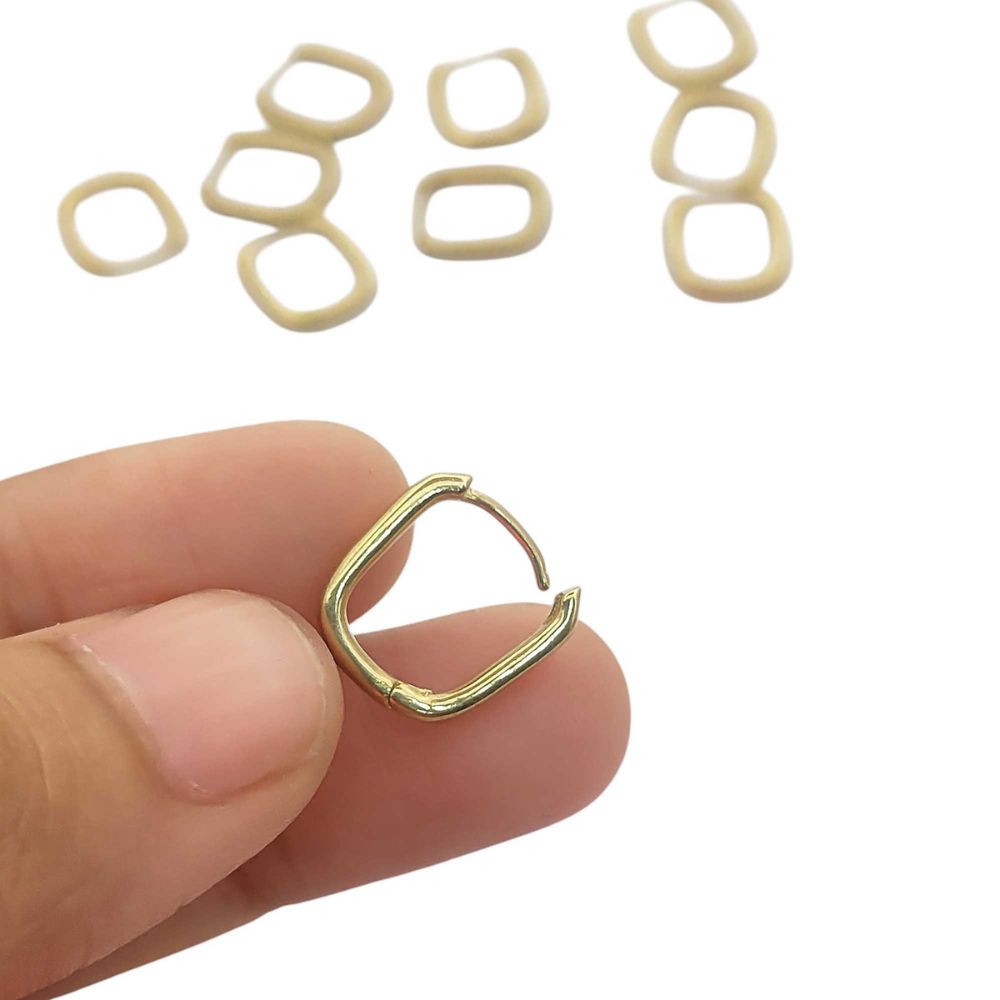 Tiny Rectangle Hoop Earrings Minimalist 14k Gold Plated Waterproof Huggie Hoops- Selling Per Pair