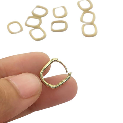Tiny Rectangle Hoop Earrings Minimalist 14k Gold Plated Waterproof Huggie Hoops- Selling Per Pair