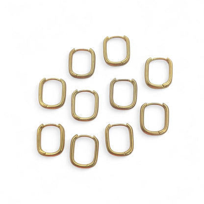 Tiny Rectangle Hoop Earrings Minimalist 14k Gold Plated Waterproof Huggie Hoops- Selling Per Pair