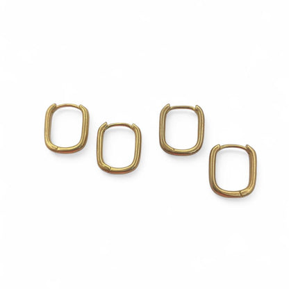 Tiny Rectangle Hoop Earrings Minimalist 14k Gold Plated Waterproof Huggie Hoops- Selling Per Pair