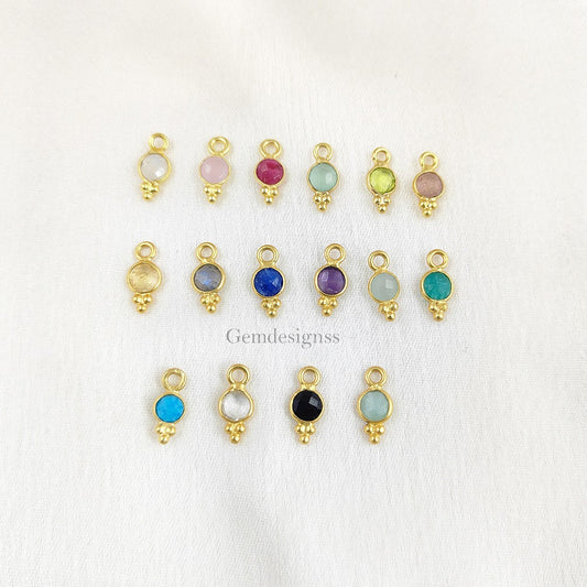Bezel Set Handmade Birthstone Pendant Necklace For Her