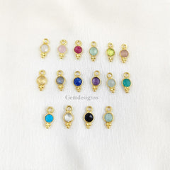 4mm Round Gemstone Pendant Birthstone Pendant Necklace Gold Vermeil Handcrafted Jewelry- Selling Per Piece