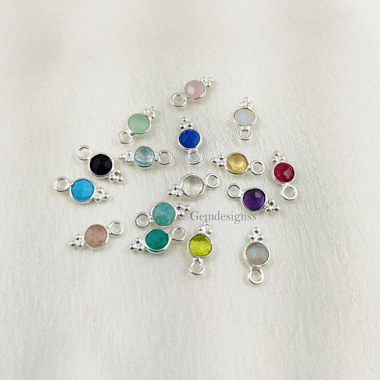 4mm Round Bezel Set Natural Gemstone Pendant For Women