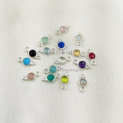925 Sterling Silver Pendant 4mm Round Faceted Gemstone Pendant For Necklace Birthstone Jewelry- Selling Per Piece