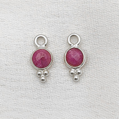 Faceted 4mm Round Ruby Pendant Minimalist 925 Silver Charm