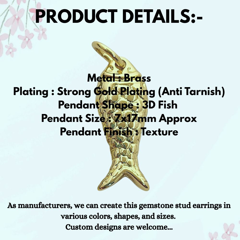 Trendy Gold Fish Pendant Charm Necklace, Anti Tarnish Gold Plated Fish Design, Ocean Inspired Jewelry Gift for Women