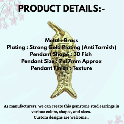 Trendy Gold Fish Pendant Charm Necklace, Anti Tarnish Gold Plated Fish Design, Ocean Inspired Jewelry Gift for Women