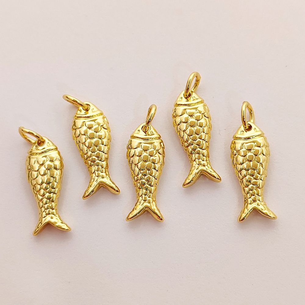 Trendy Gold Fish Pendant Charm Necklace, Anti Tarnish Gold Plated Fish Design, Ocean Inspired Jewelry Gift for Women
