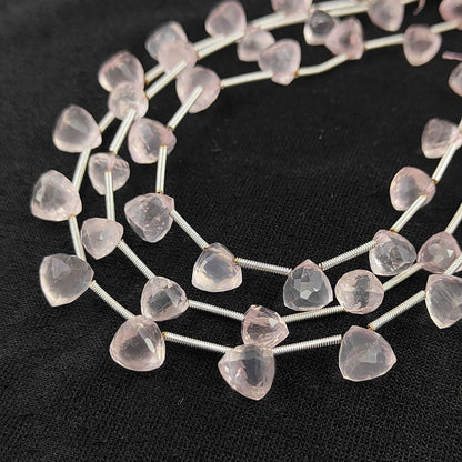 Trillion Cut Rose Quartz Gem Beads Brilliant Faceted Stones