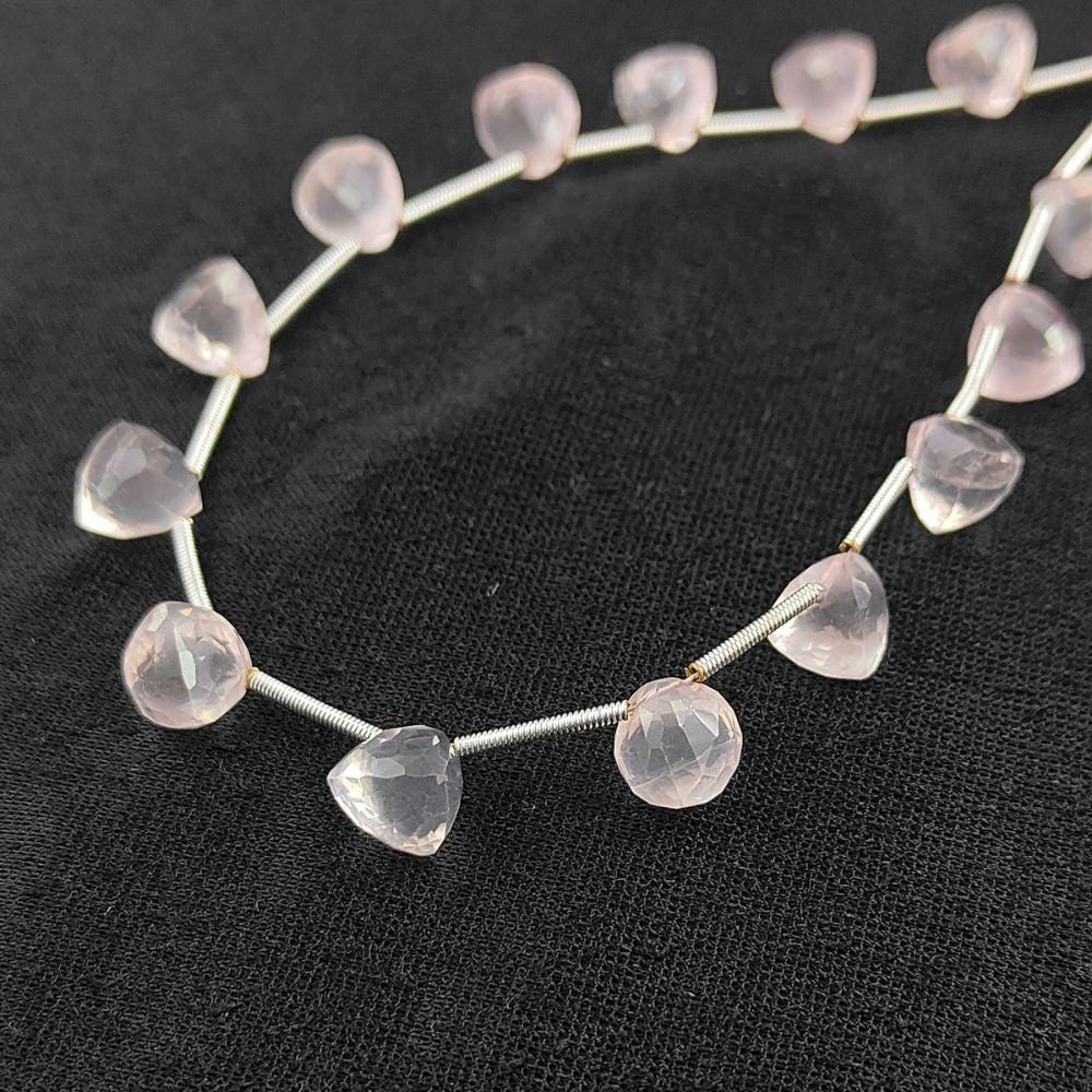 Trillion Cut Rose Quartz Gem Beads Brilliant Faceted Stones