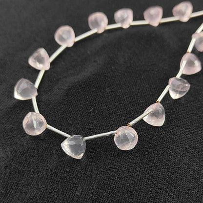 Trillion Cut Rose Quartz Gem Beads Brilliant Faceted Stones