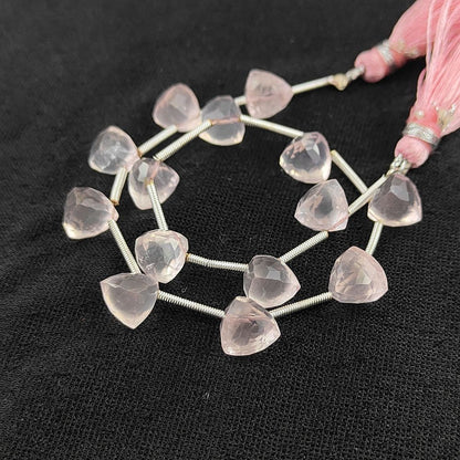Trillion Cut Rose Quartz Gem Beads Brilliant Faceted Stones