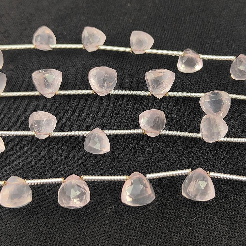 Trillion Cut Rose Quartz Gem Beads Brilliant Faceted Stones