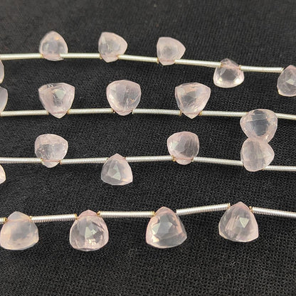 Trillion Cut Rose Quartz Gem Beads Brilliant Faceted Stones