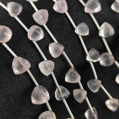 Genuine Rose Quartz Faceted Beads – Trillion Shape Loose Stones