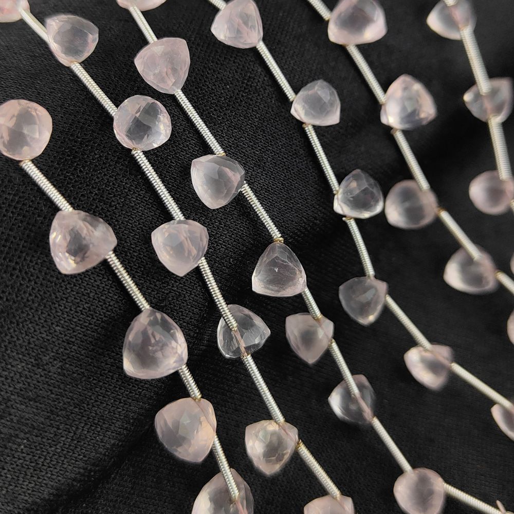 AAA Rose Quartz Trillion Faceted Beads – Natural Pink Gemstones