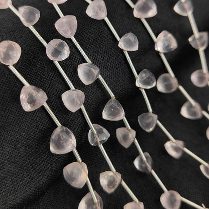 AAA Rose Quartz Trillion Faceted Beads – Natural Pink Gemstones