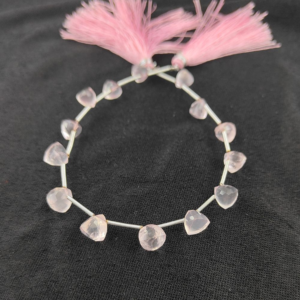 Trillion Cut Rose Quartz Gem Beads – Brilliant Faceted Stones for Jewelry