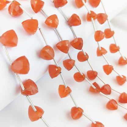 Trillion Shape Faceted Carnelian Beads Natural Orange Gemstones