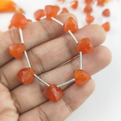 Trillion Shape Faceted Carnelian Beads Natural Orange Gemstones