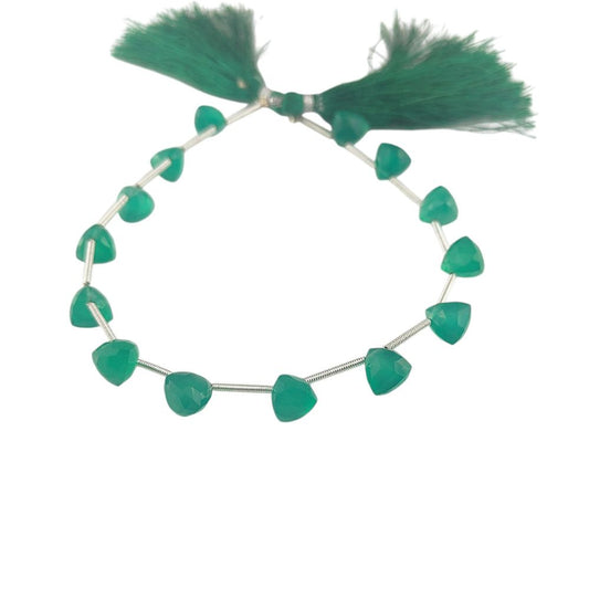 Trillion Shape Green Onyx Faceted Gem Beads – Natural Loose Stones