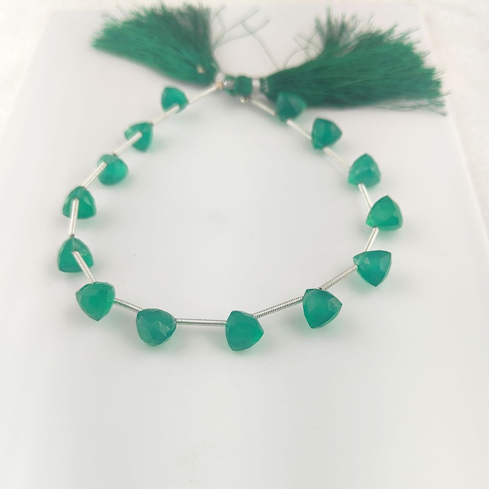 AAA Green Onyx Trillion Cut Beads – Faceted Gemstones for Jewelry Making