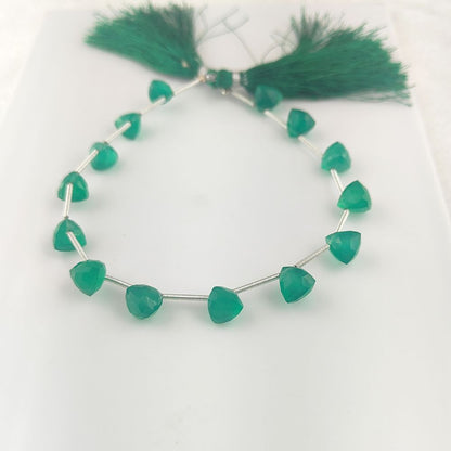 AAA Green Onyx Trillion Cut Beads – Faceted Gemstones for Jewelry Making