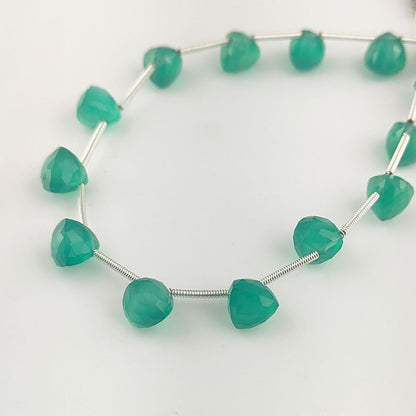 Genuine Green Onyx Beads – Trillion Shape Faceted Gemstones
