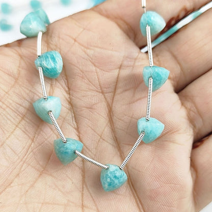 Trillion Shape Natural Blue Amazonite Faceted Gemstone Beads