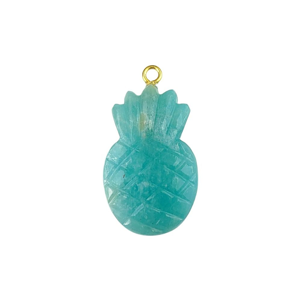 Tropical Amazonite Pineapple Pendant Handmade Gemstone Fruit Charm for Bracelets, Necklaces & Unique Jewelry Designs- Selling Per Piece
