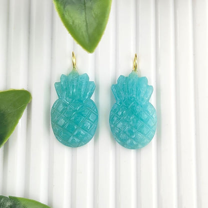 Tropical Amazonite Pineapple Pendant Handmade Gemstone Fruit Charm for Bracelets, Necklaces & Unique Jewelry Designs- Selling Per Piece