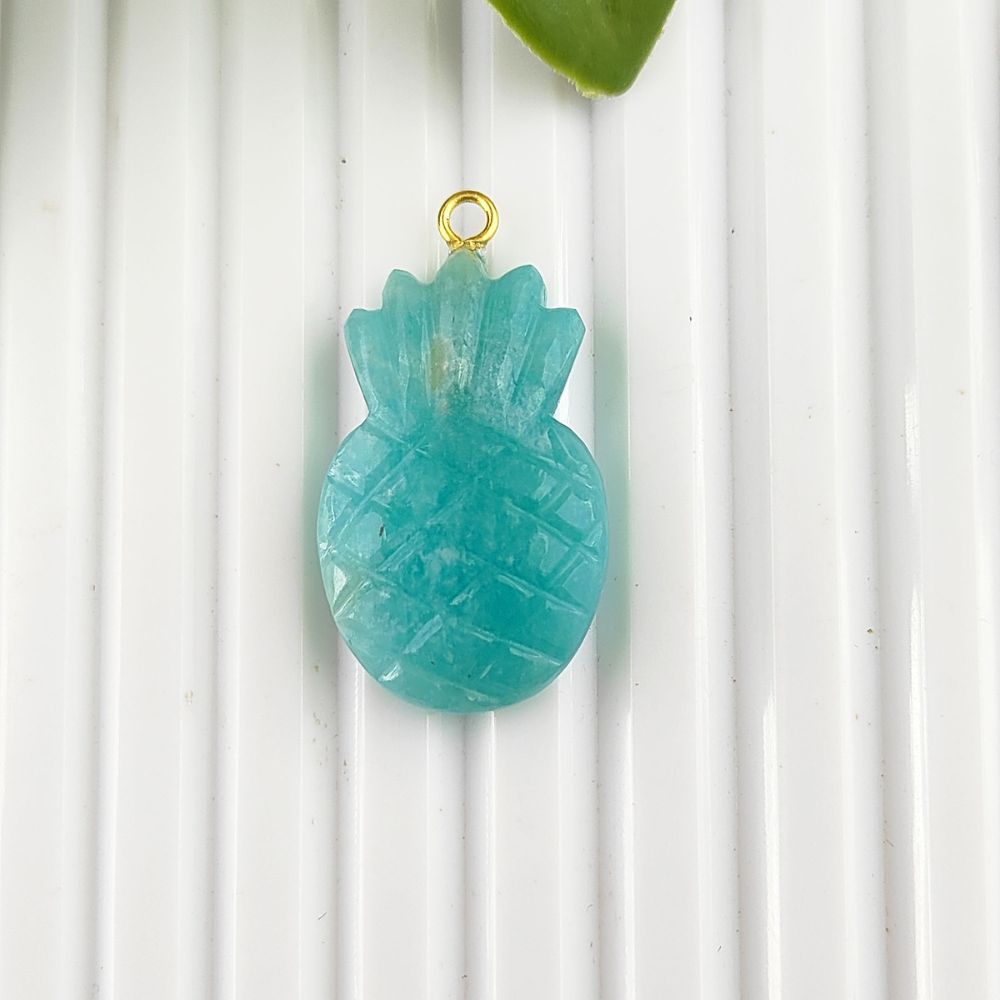 Tropical Amazonite Pineapple Pendant Handmade Gemstone Fruit Charm for Bracelets, Necklaces & Unique Jewelry Designs- Selling Per Piece