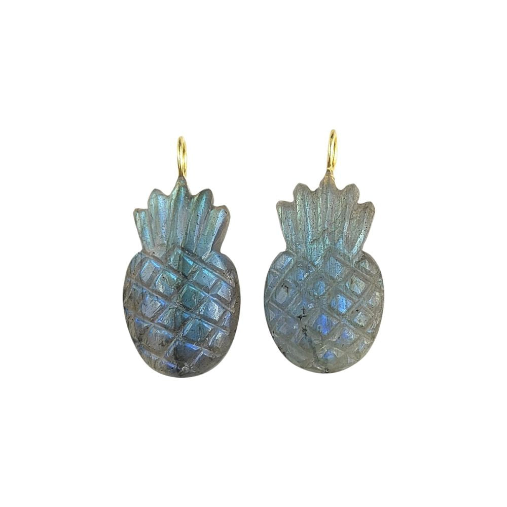 Tropical Labradorite Pineapple Pendant Handmade Gemstone Fruit Charm for Boho Necklaces & Jewelry Designs- Selling Per Piece