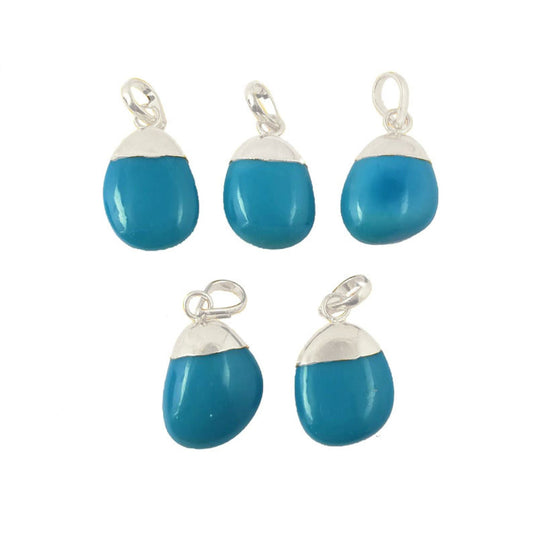 Dainty Silver Electroplated Turquoise Tumble Pendant Necklace